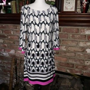 NWT Eliza J 3/4 sleeve geo print shift dress sz 8